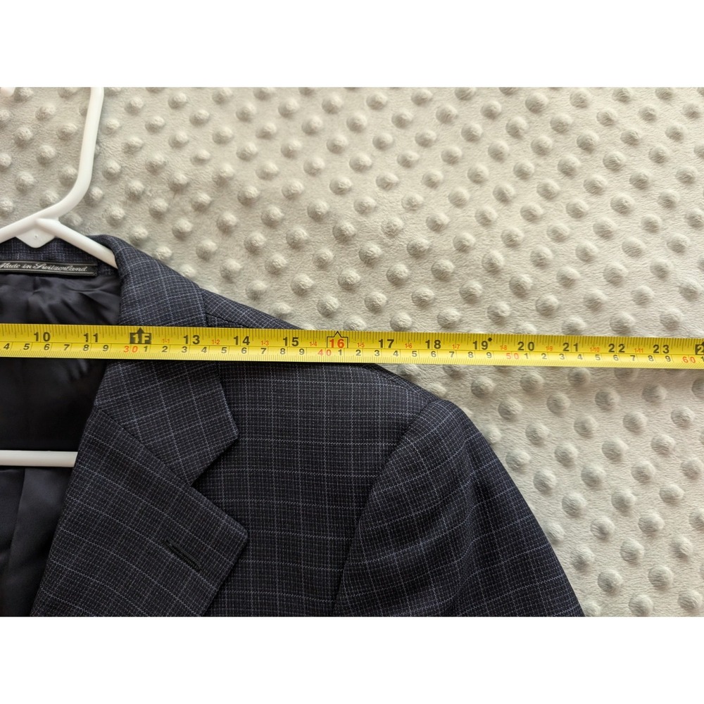 Ermenegildo Zegna Wool Blazer Men's 38R Saks Fifth Avenue Check Navy Jacket - Picture 11 of 16